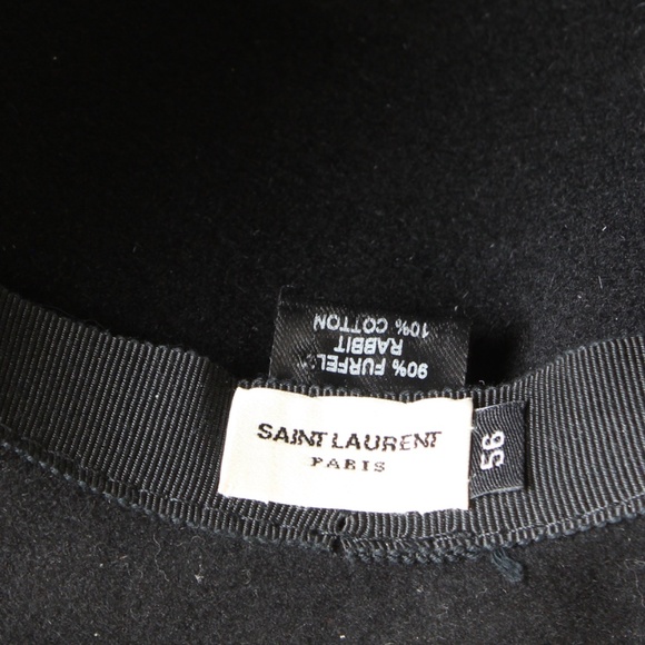 Saint Laurent Hat Wide Brim Oversized Black Rabbit Fur Felt Hedi Slimane Size 56 main image 6